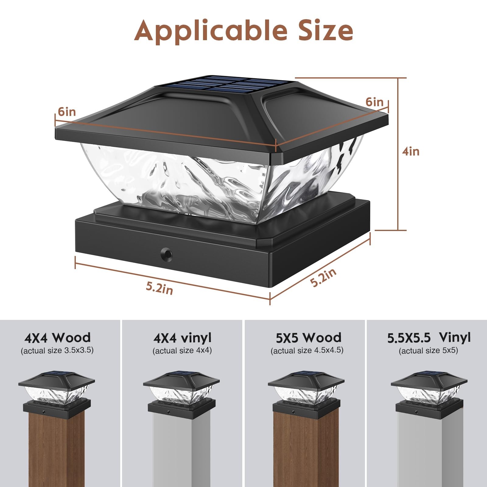 Solar Post Cap Lights Outdoor: 6 Pack 48 LED Fence Post Solar Lights - Solar ...