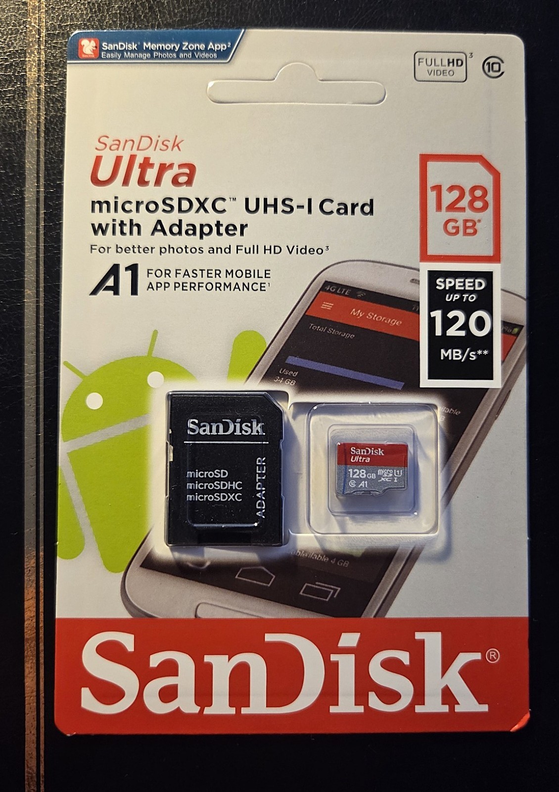 Sandisk Ultra Micro SD Cards 128GB + Adapter. New.
