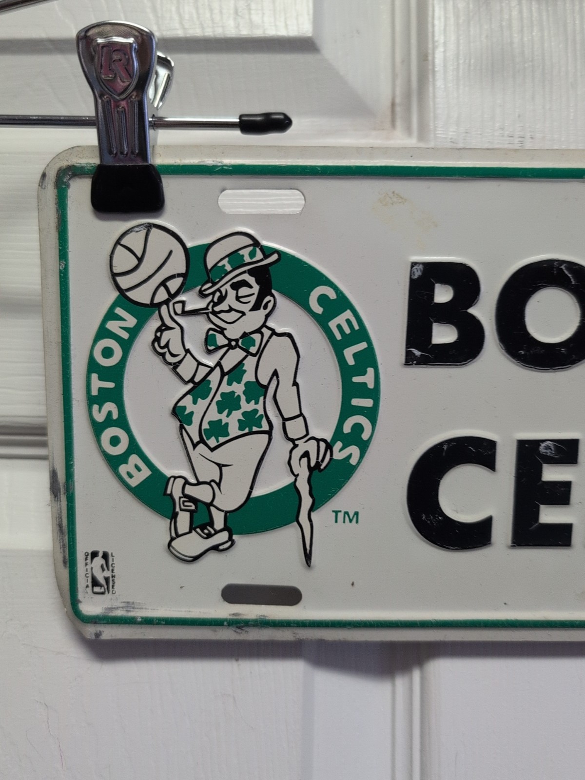 Boston Celtics License Plate Tag. Official Licensed. Some Paint Off