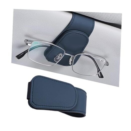 Sunglasses Holder for Car Visor, Microfiber Leather Magnetic Sun Royal Blue