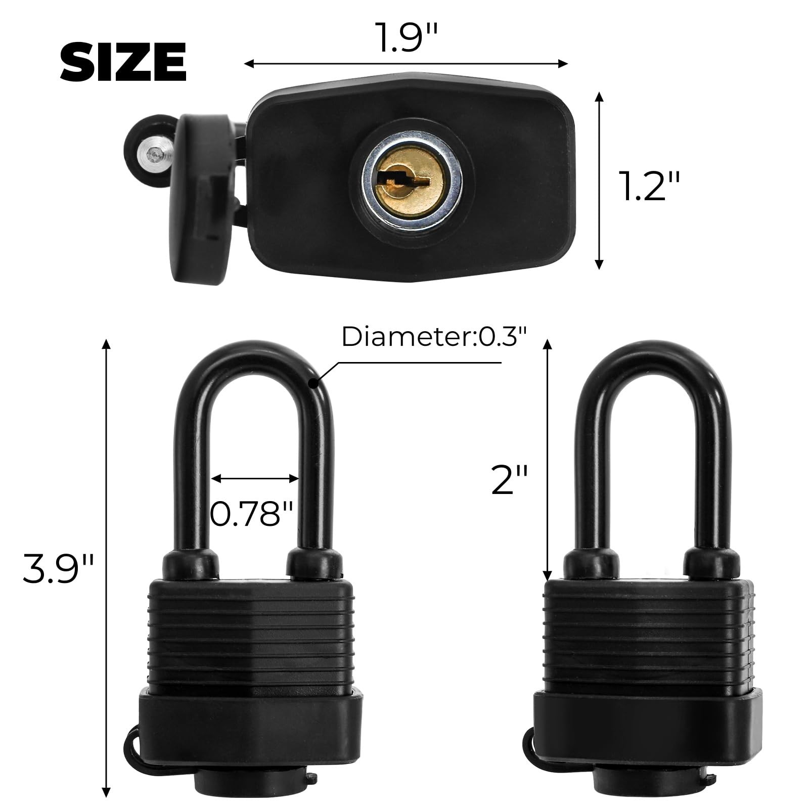 6 Pack Waterproof Keyed Alike Padlocks, Heavy Duty Long Padlock Set with Same...