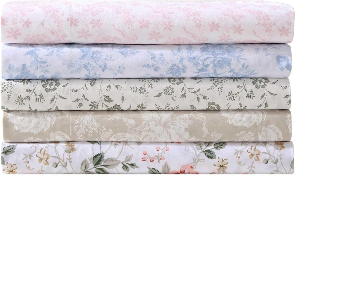 Laura Ashley - King Sheet Set, Crisp & Cool Cotton Percale Bedding with Deep Poc