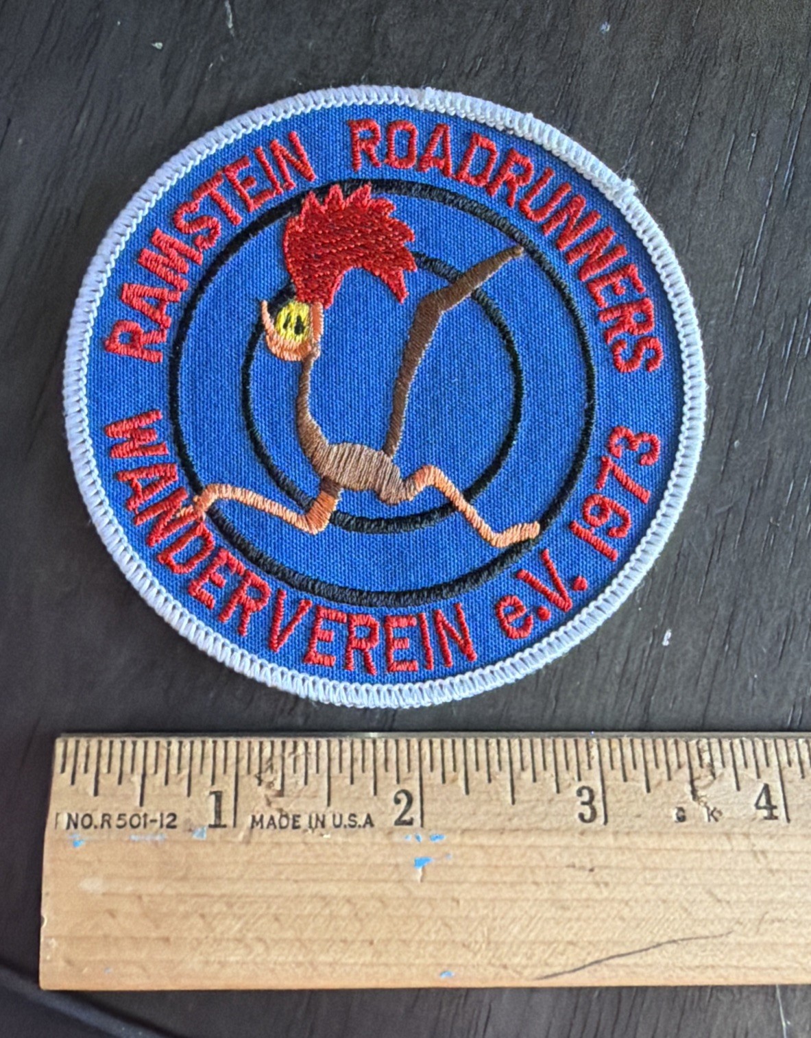 Vintage Ramstein Roadrunners Wanderverein e.V. 1973 Round Patch 3-3/4" NOS