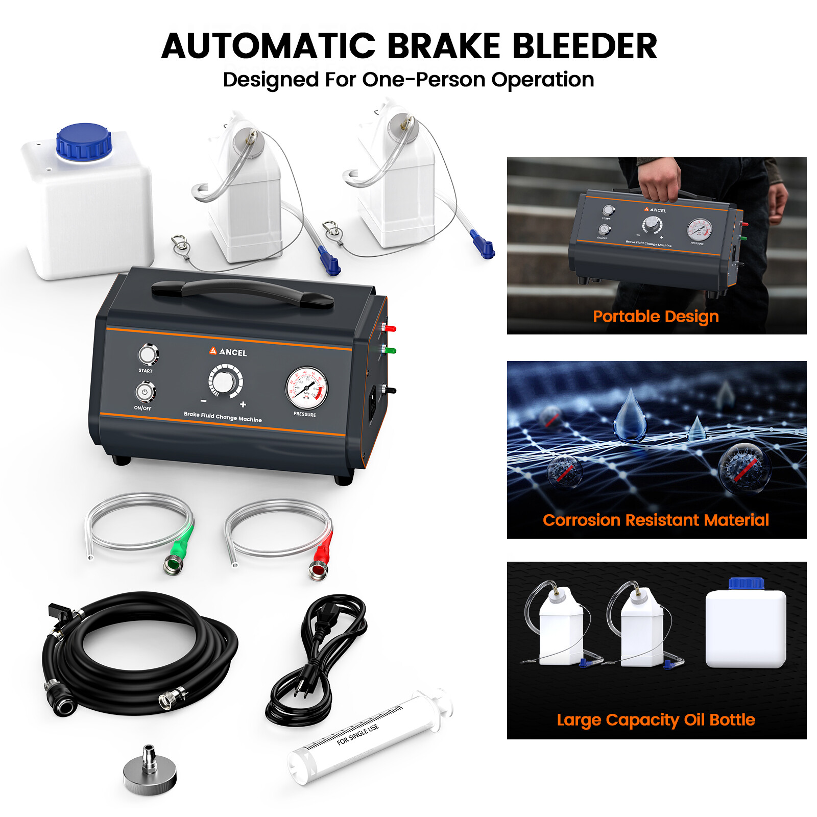 ANCEL BR1000 Professional Vacuum Compression Brake Fluid Oil Replacement Tool
