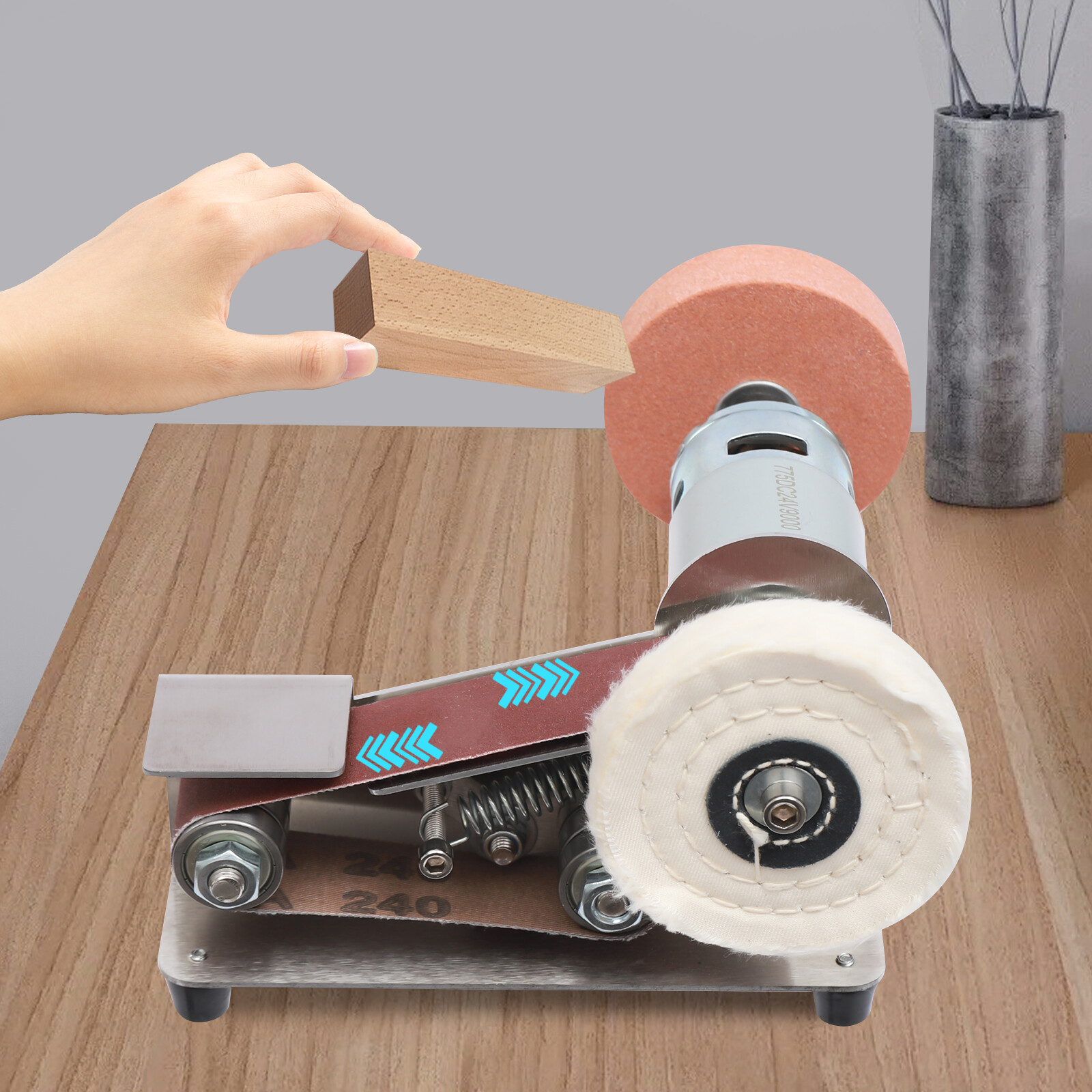 150W Mini Belt Sander with 7 Speed Settings and Adjustable Table Angle
