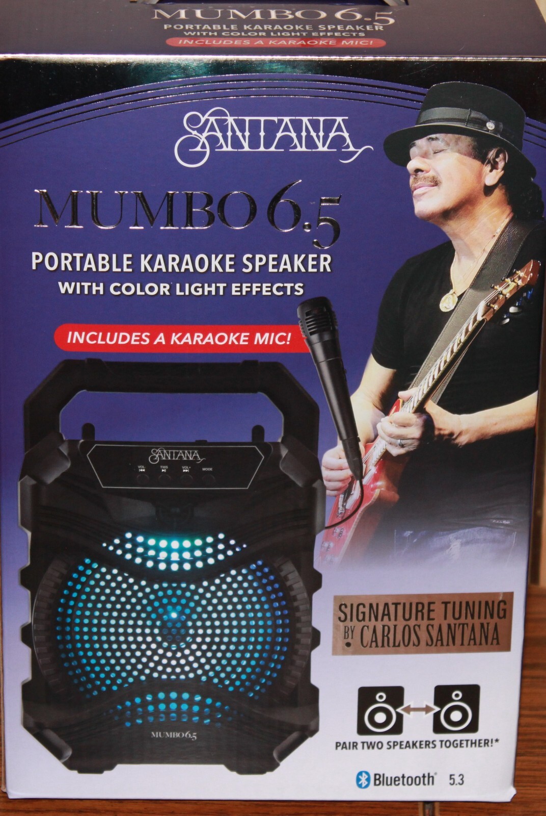 SANTANA MUMBO PORTABLE KARAOKE SPEAKER  6.5 BLUETOOTH COLOR LIGHT EFFECTS NIB