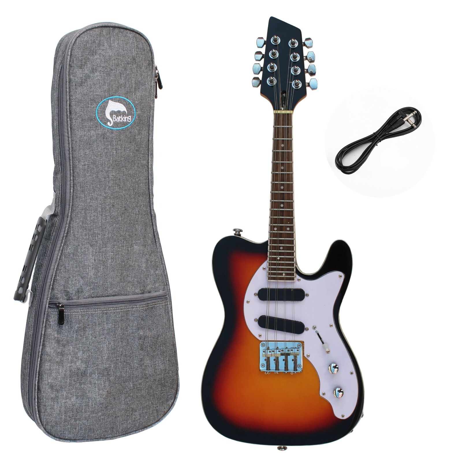 8 STRING MANDO-CASTER SOLID BODY VINTAGE SUNBURST FINISH ELECTRIC MANDOLIN W/BAG