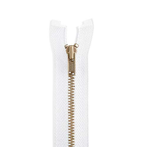 14 inch Antique Brass Jacket Zipper White Zip for Sewing Craft Separating