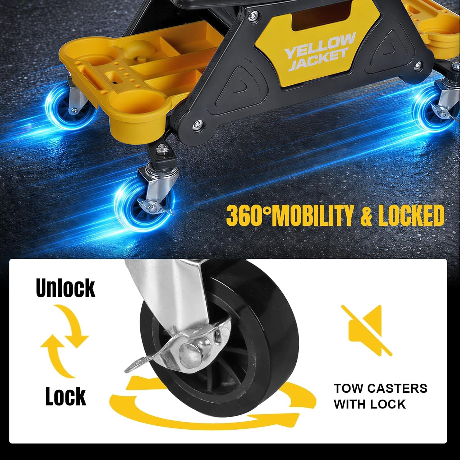 Mechanics Stool Wheels Tool Tray