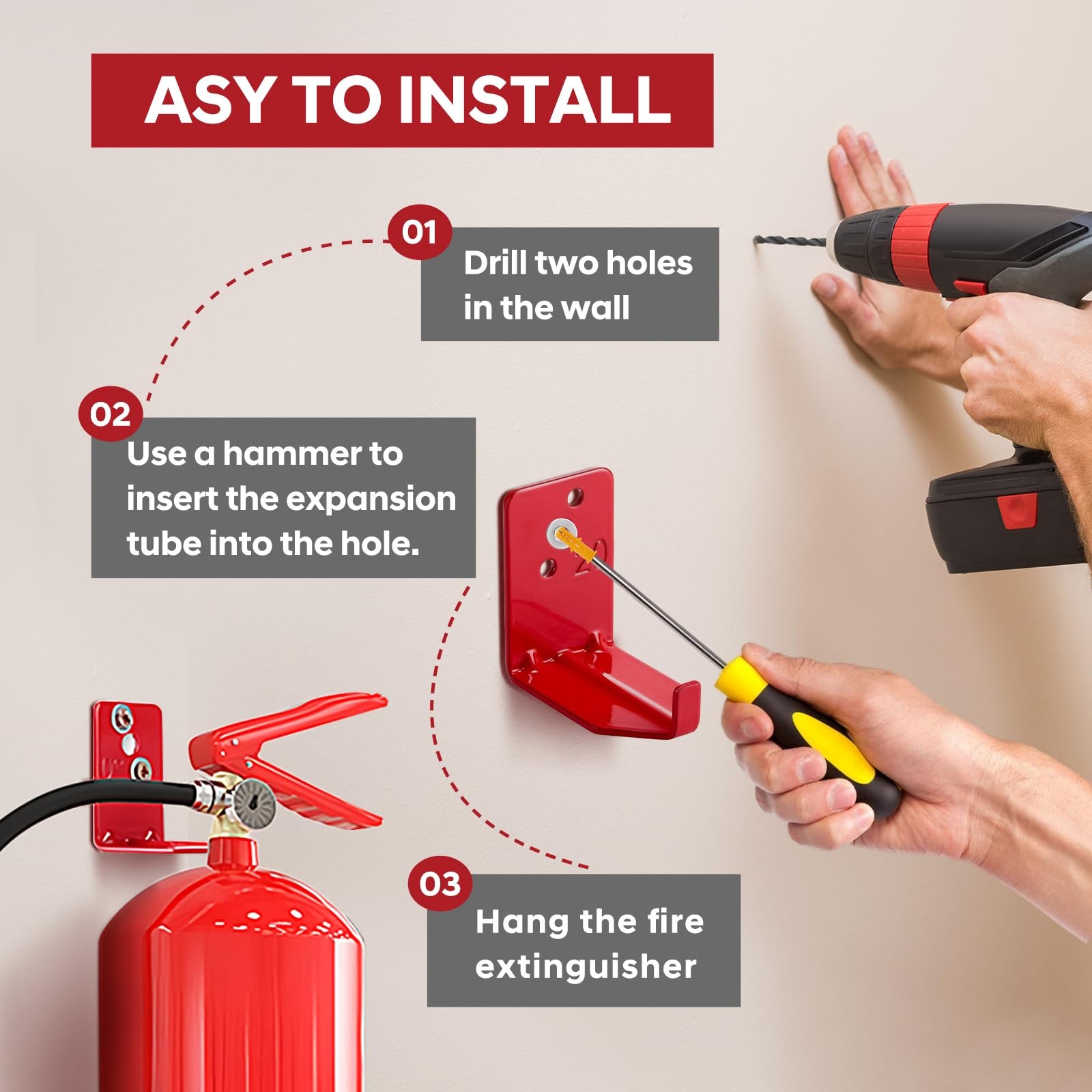 2 PCS Fire Extinguisher Mount Universal Bracket Wall Holder Fits 540 Lb
