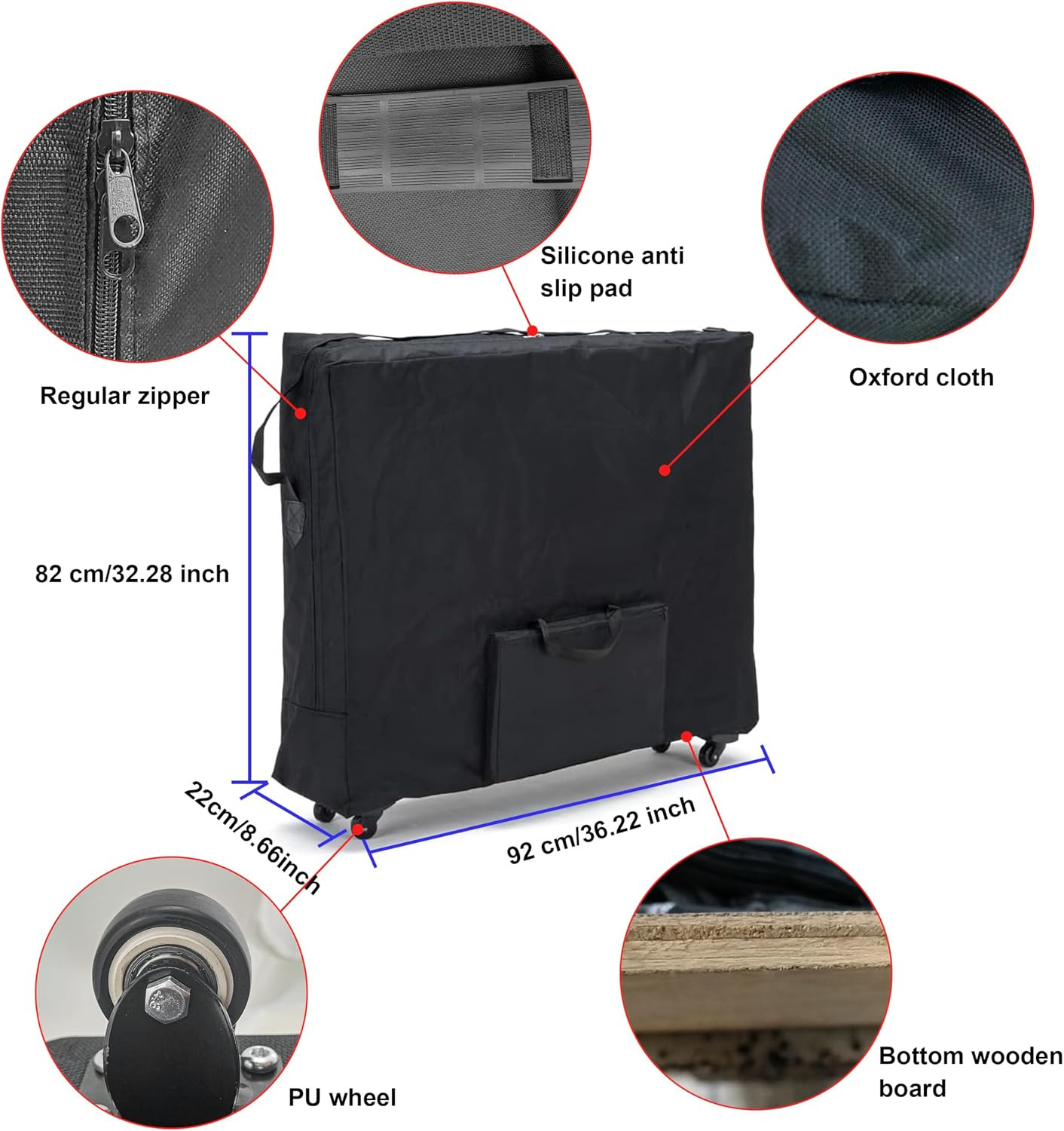 Heavy-Duty Massage Table Carrying Bag with Wheels & Strap - Model ETCB500