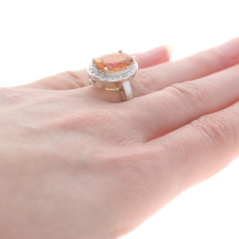NEW Azotic Topaz & Diamond Ring - Sterling 925 Oval 5.01ctw Halo-Inspired