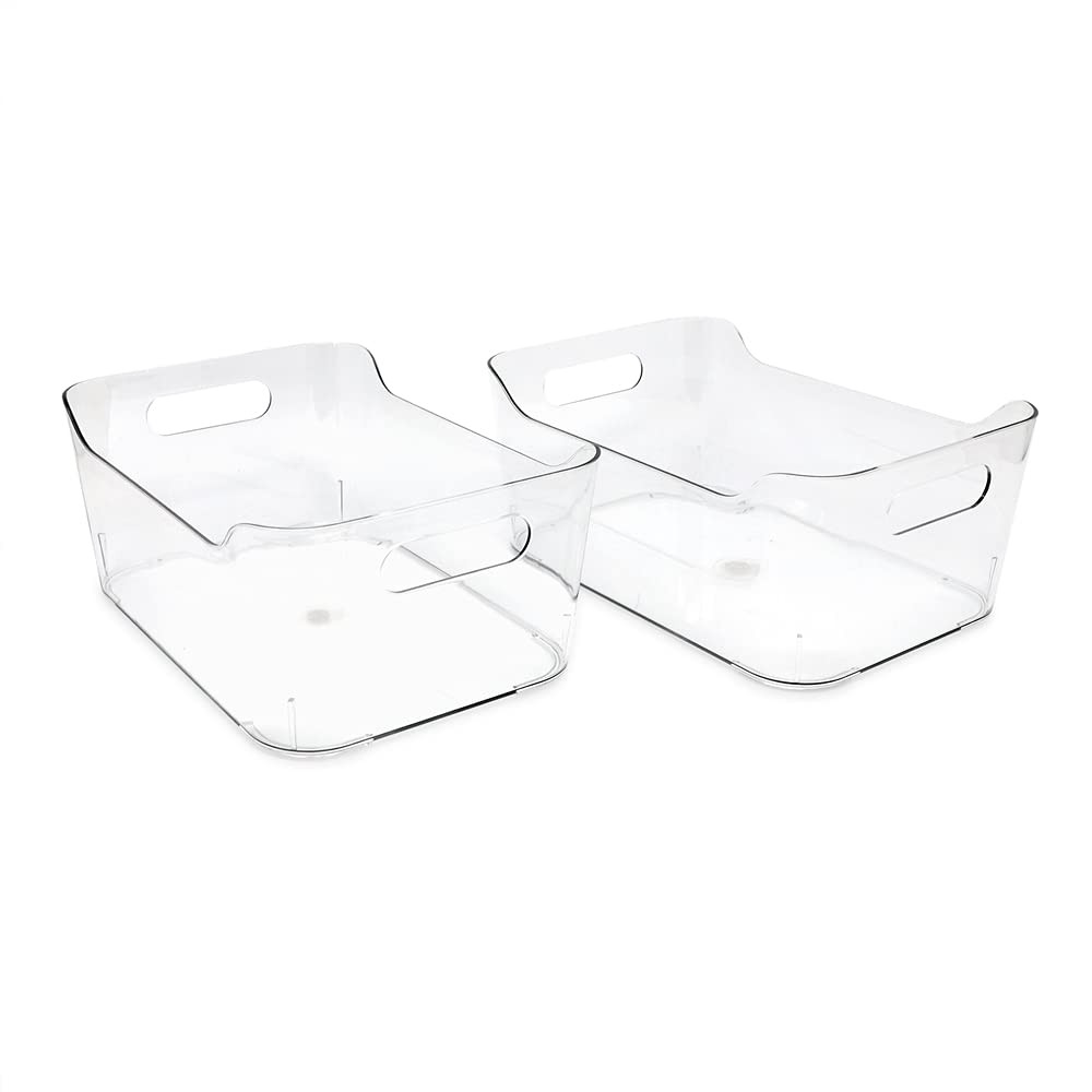 Isaac Jacobs 2-Pack Small Clear Storage Bins (9.4” x 6.7” x Small,