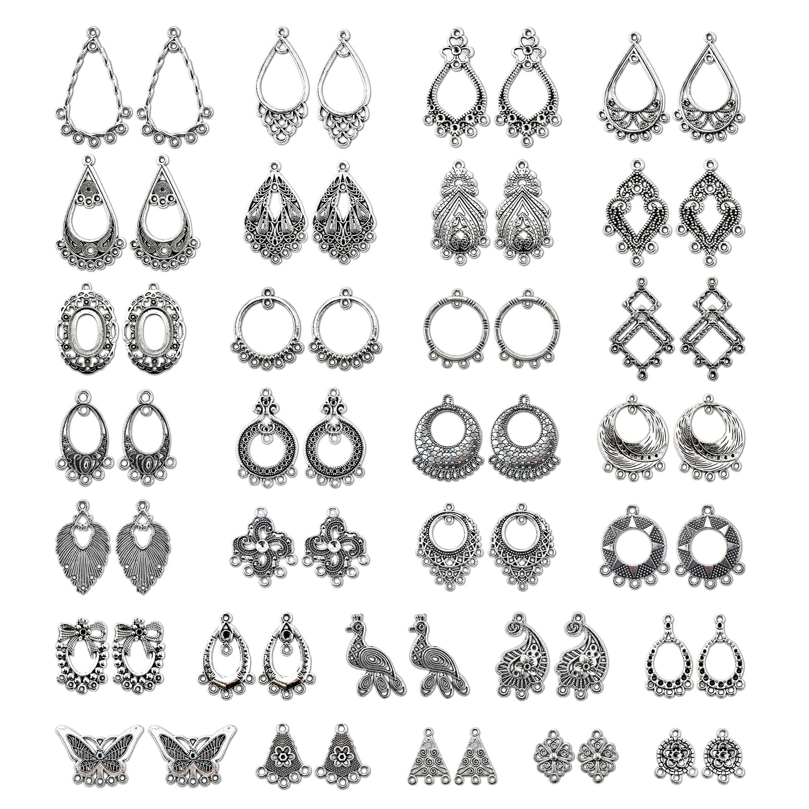 JIALEEY Antiqued Tibetan Silver Earring Chandelier Earring Jewelry Making Kit fo