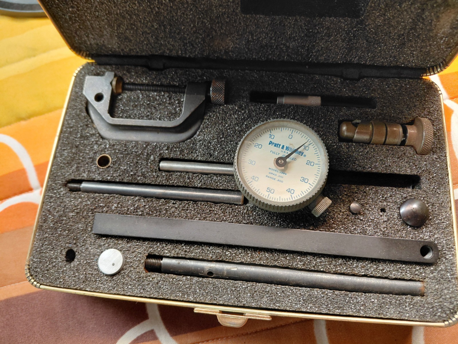Pratt & Whitney USA J399 Fully Jeweled Dial Indicator W/Back Plunger