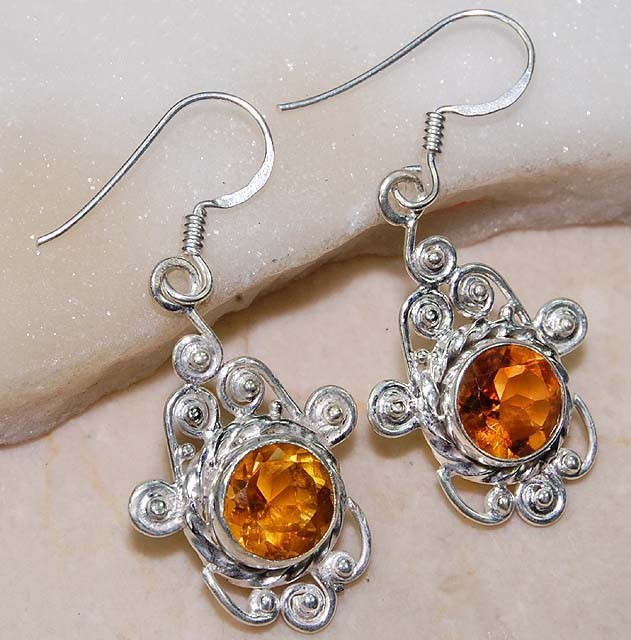 Natural Golden Citrine 925 Solid Sterling Silver Earrings Jewelry @B15-3