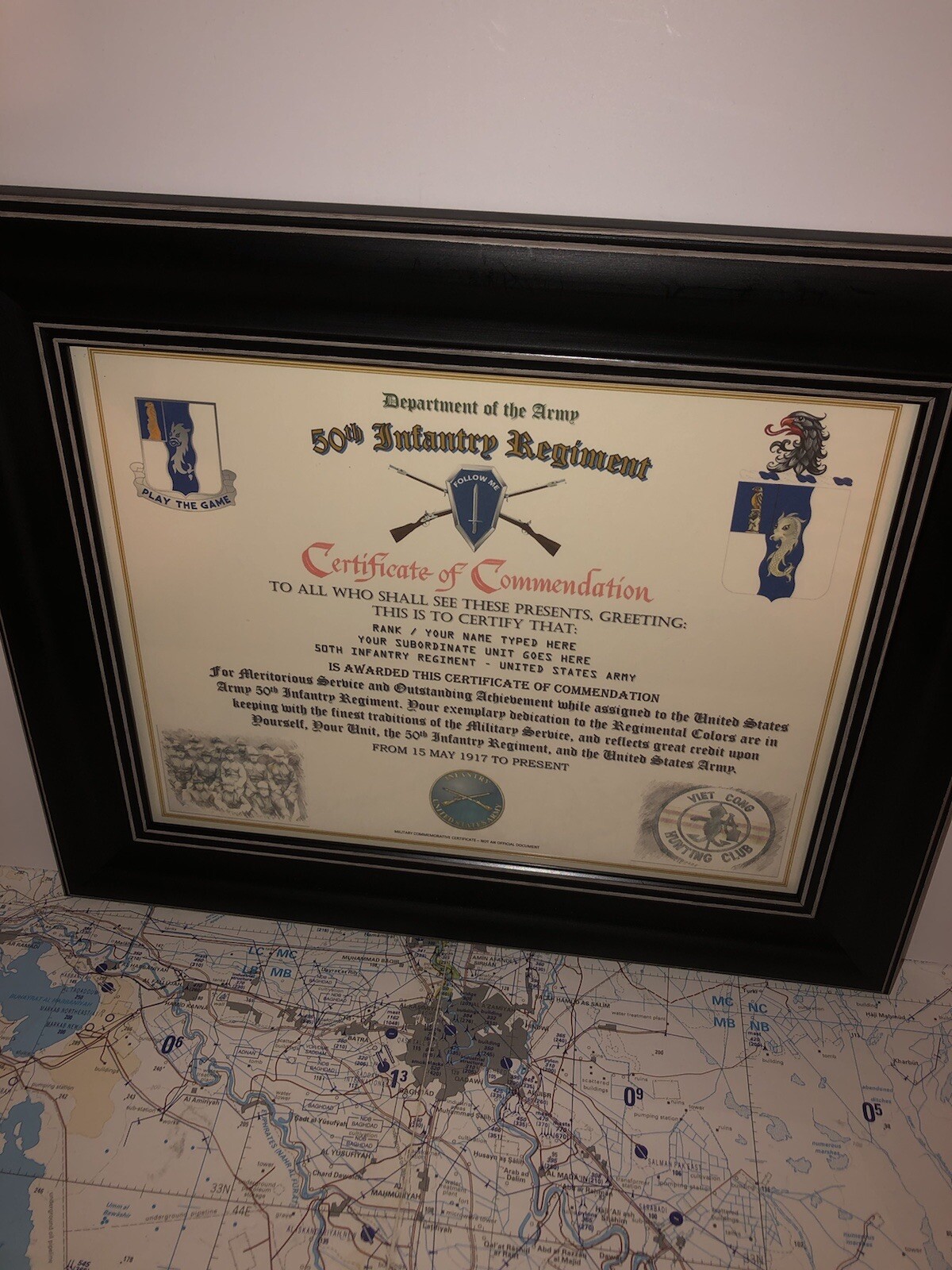 50TH INFANTRY REGIMENT / COMMEMORATIVE - CERTIFICATE OF COMMENDATION