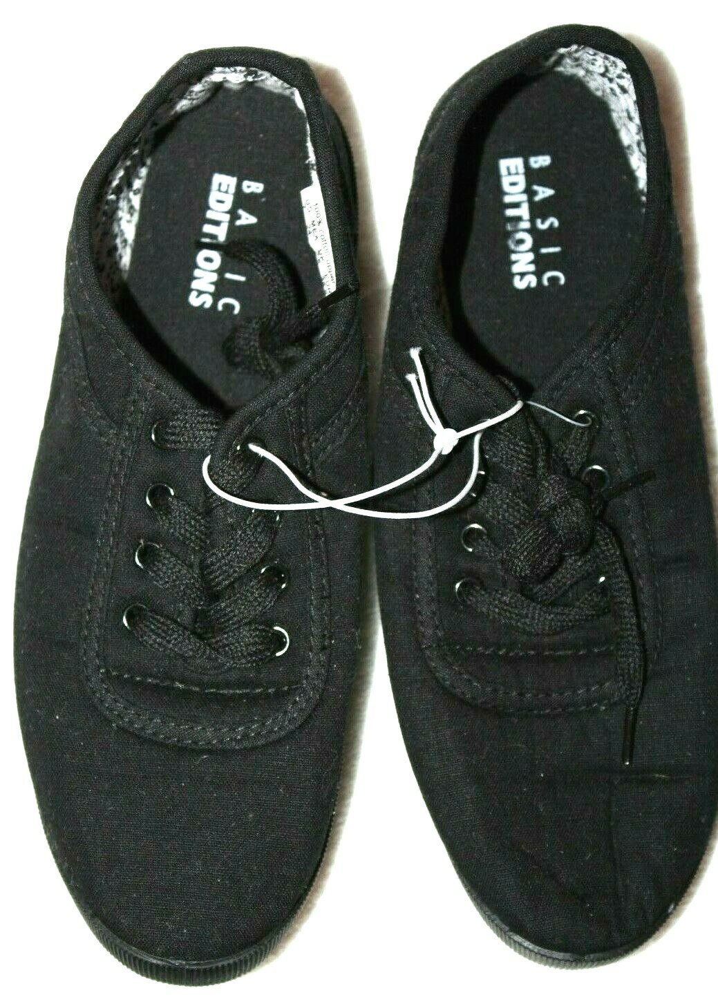 Basic Editions Women's Eavan Black Lace-Up Canvas Oxford Shoes Sneaker 6M-10M