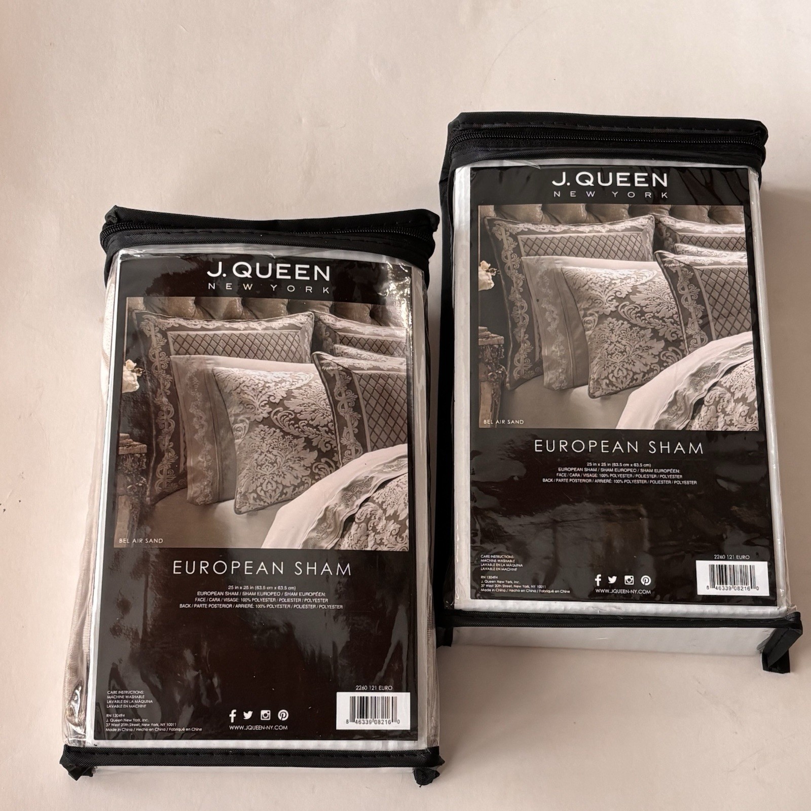 J Queen New York Bel Air Sand Euro Shams 25x25 Set Of 2 NEW