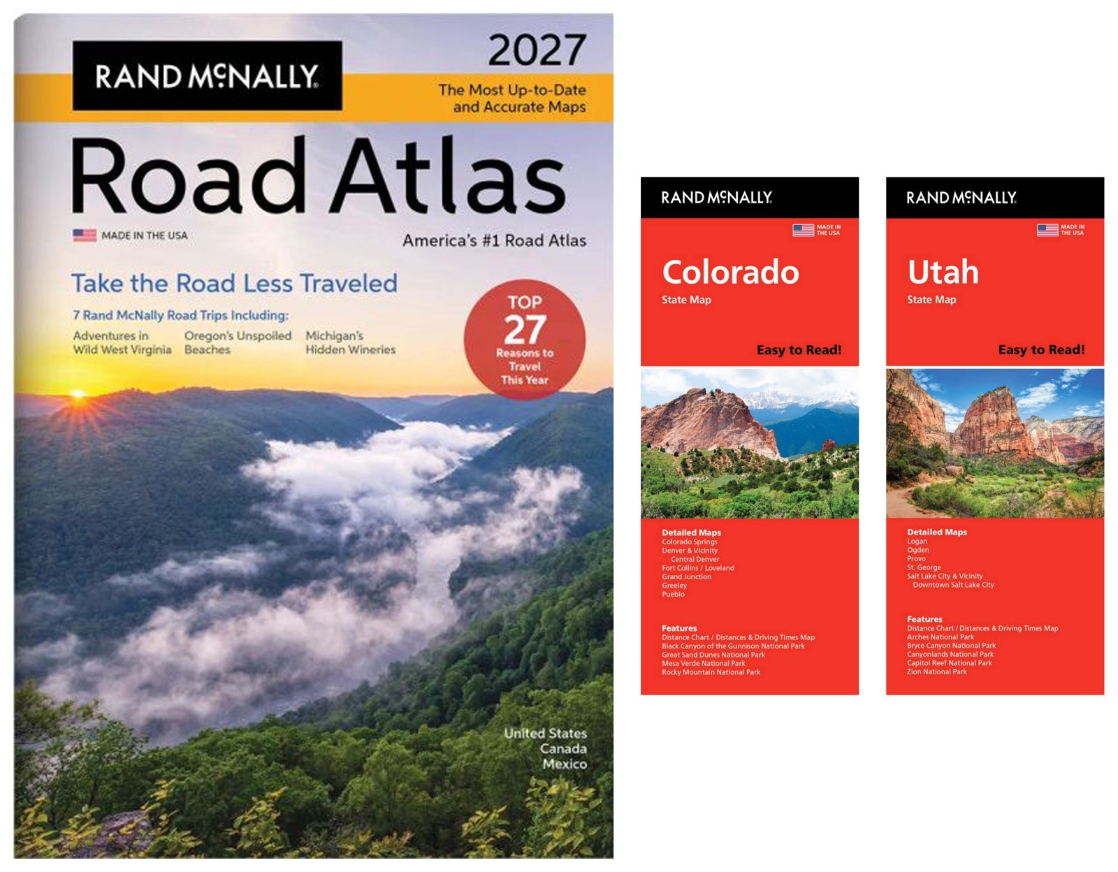 Rand McNally 2027 Road Atlas with Easy-to-Read Colorado & Utah State Maps
