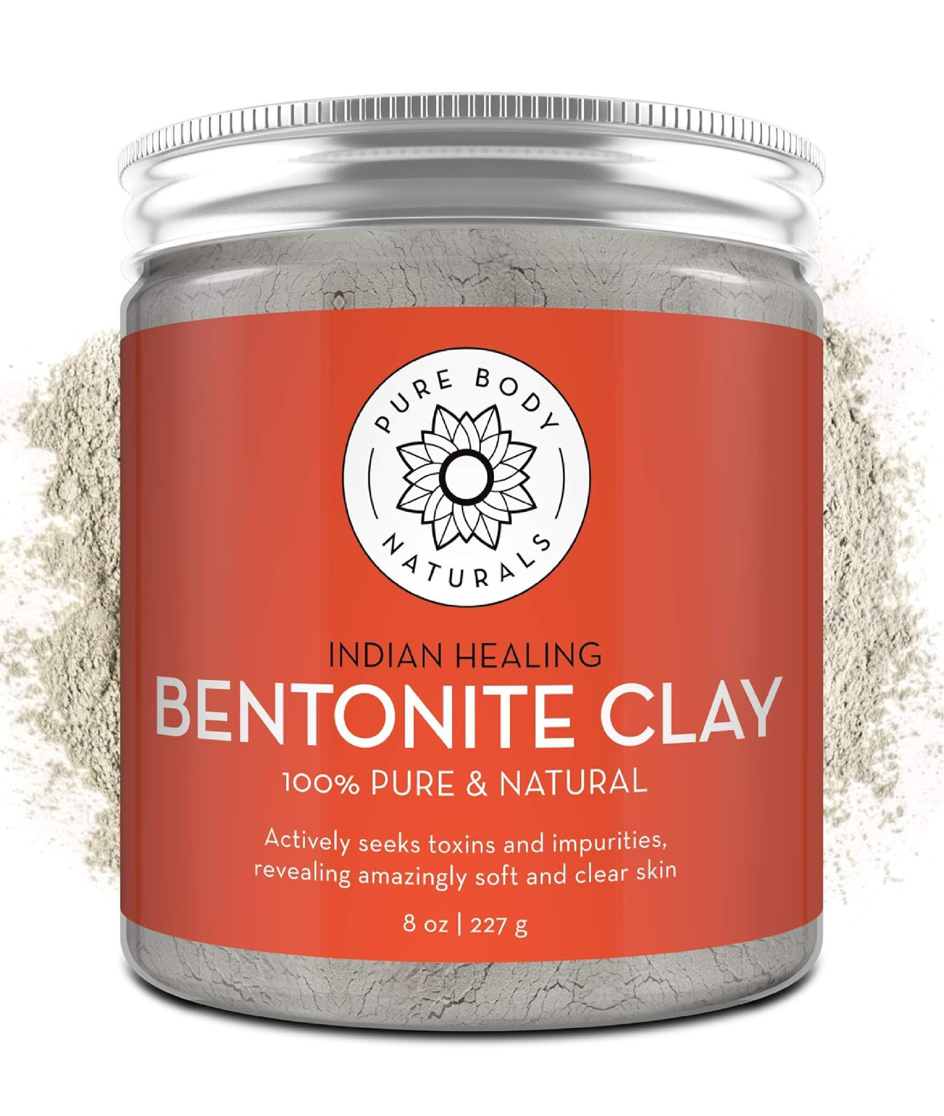 Pure Sodium Bentonite Clay Powder 8oz Natural Detox Mask for Face & Body