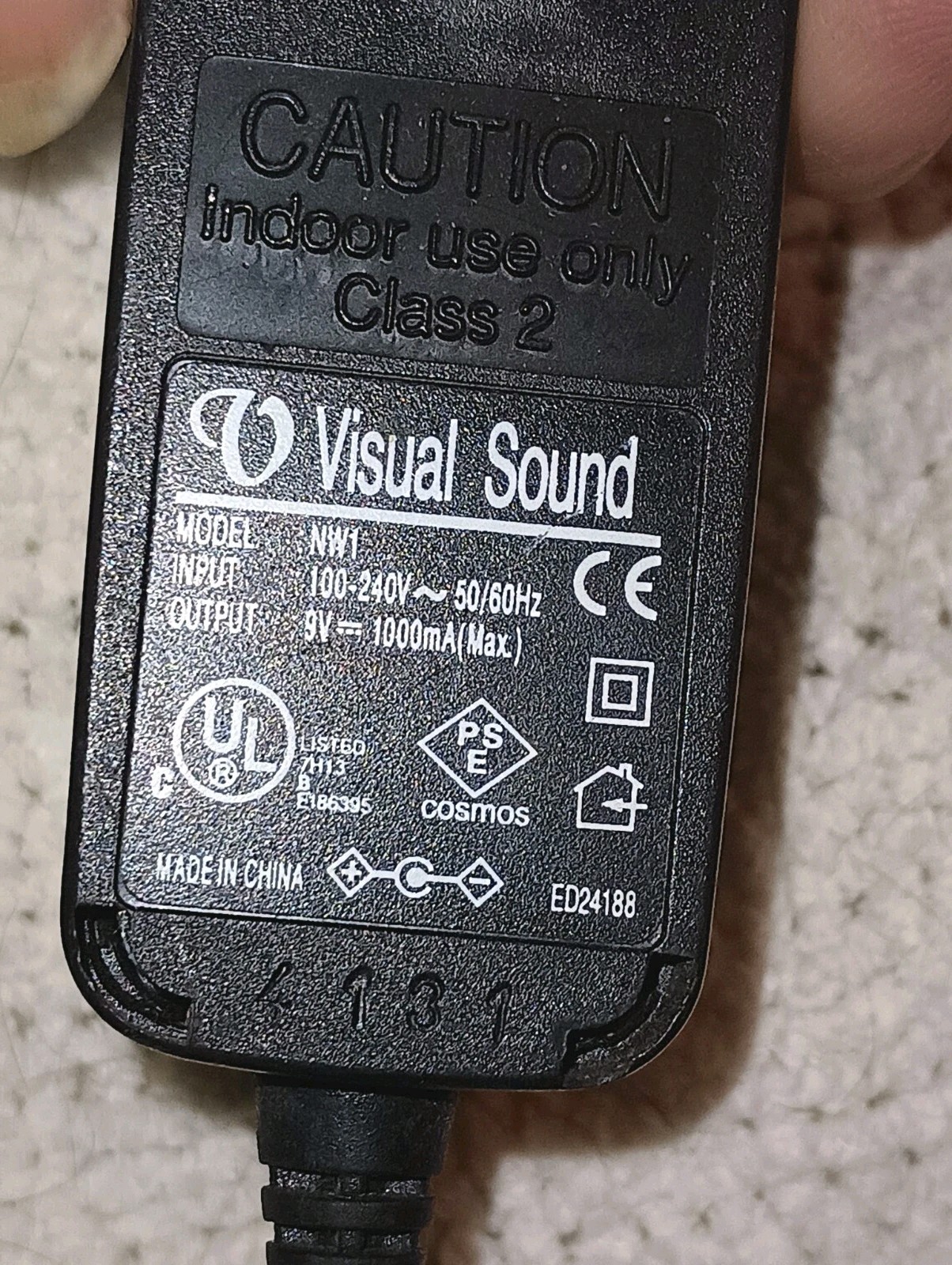 Visual Sound 1 SPOT Power Supply, Model NW1, 9v