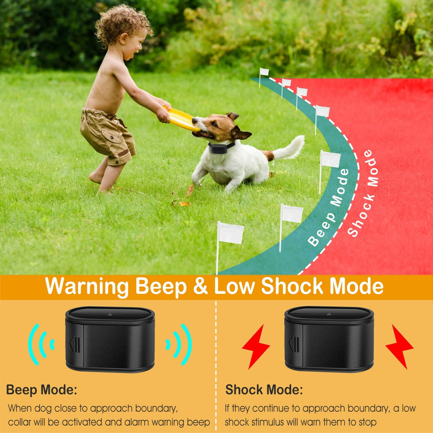 Underground Electric Dog Pet Fence System Waterproof 2 Dogs Safe Shock Collars