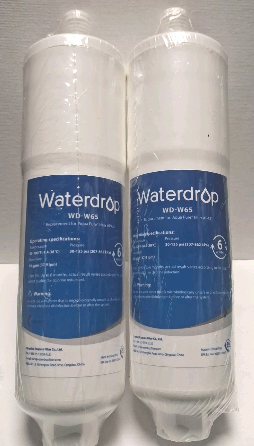 Waterdrop WD-W65 AP431 AP430SS Scale Inhibitor Filter Pack Of 2 New Sealed