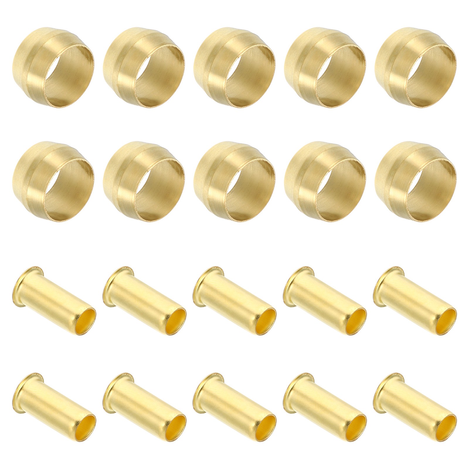 40 Pcs 8mm ID x 8mm OD Tube Brass Compression Sleeves Ferrules