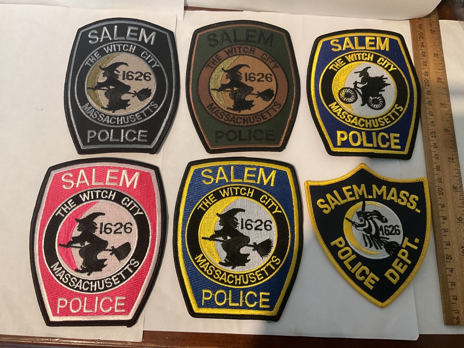 Salem Massachusetts Police  Witch 6 Patches  collectable and new full size