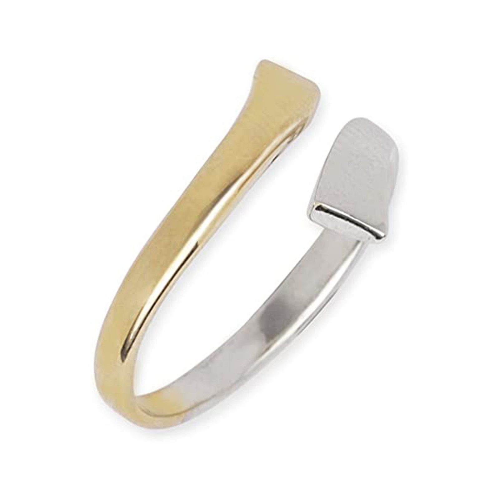 Solid 10k or 14k Two-Tone Gold Bypass Adjustable Polished Toe Ring , minimalist