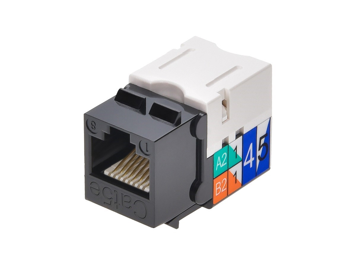 Cat5E Punch Down Keystone Jack - Black | 110 type IDC, 90 Degree Connection