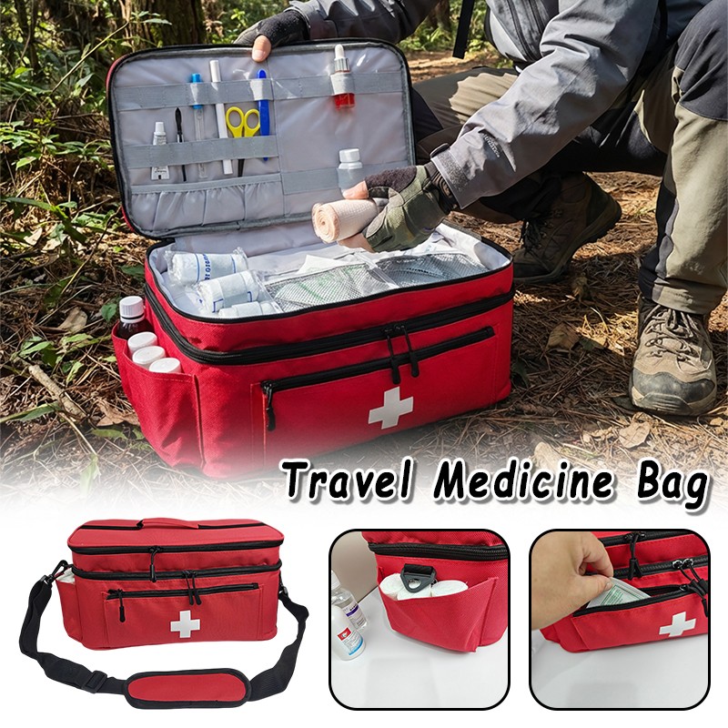 Travel Medicine Storage Bag First Aid Kit Organizer Portable Pill Bottle Case