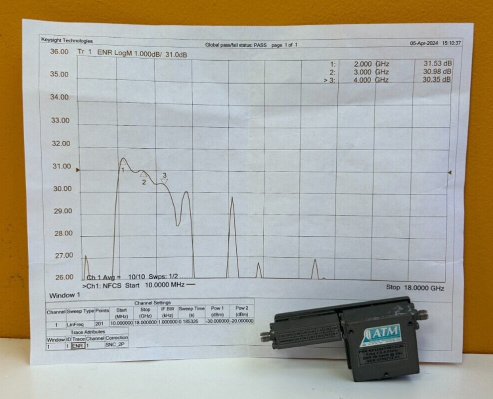 ATM / Narda / L3 NX3224Y 2.0 to 4.0 GHz, SMA (F-F) High Output ENR Noise Source!