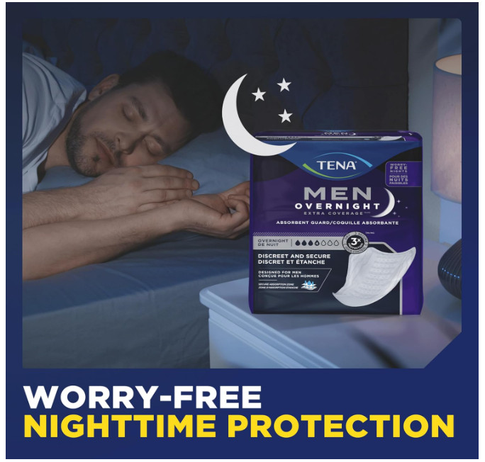 TENA Incontinence Guards for Men, Overnight Absorbency, 90 Count