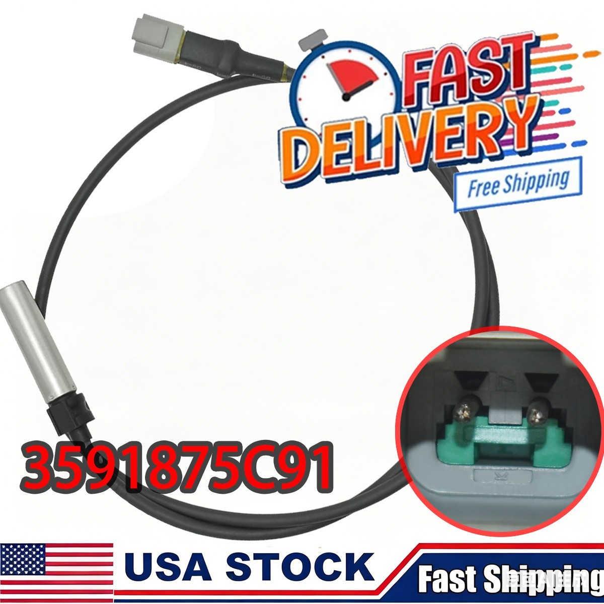 ABS Wheel Speed Sensor 40" 3591875C91 BX801553 BAN801553 5010403 1814385 SE-0083