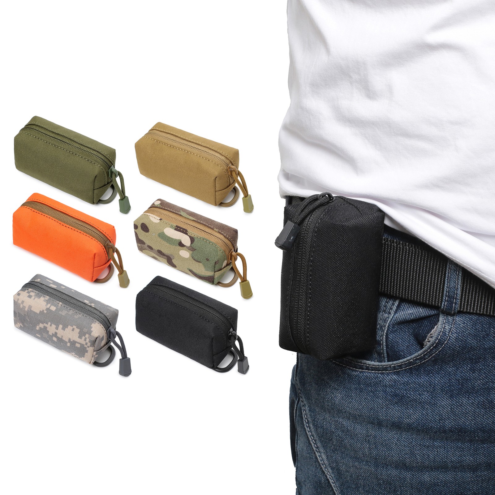 Tactical Compact EDC Pouch Zipper Pocket Organizer Mini Coin Purse Key Wallet