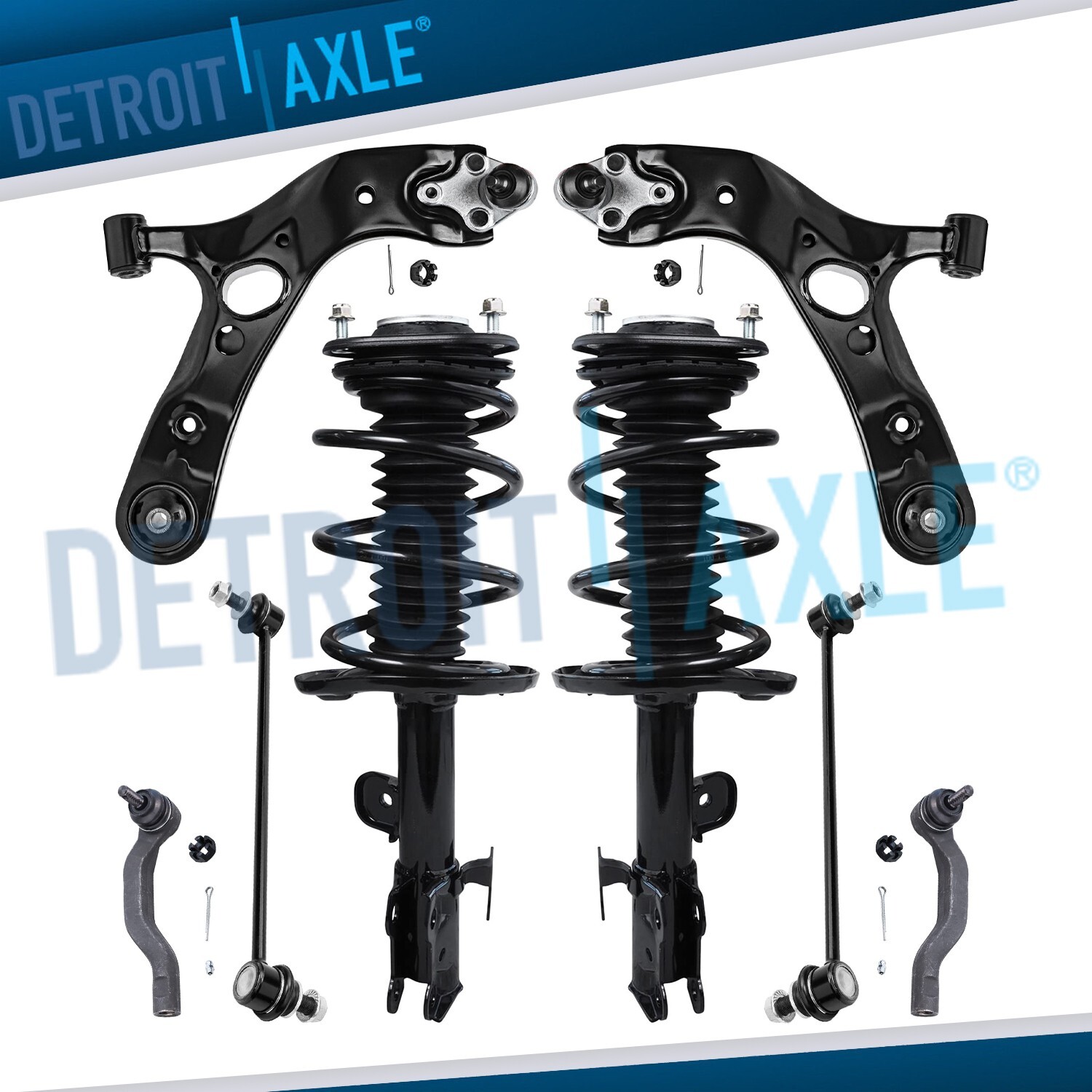 8pc Front Struts Lower Control Arm Sway Bars for 2006-2012 Toyota RAV4 2.4L 2.5L