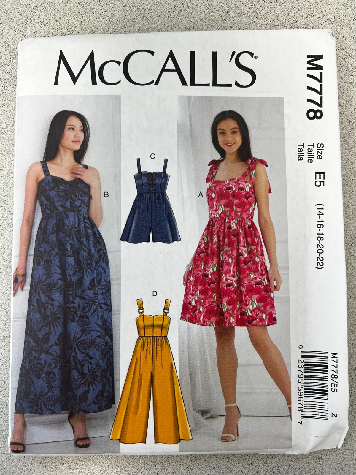 UNCUT McCall's M7778 Misses Dresses, Romper & Jumpsuit (6-22) Sewing pattern