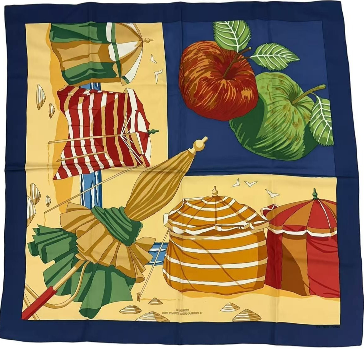 HERMES Scarf Carre 90 DES PLAGES NORMANDES2 Multicolor Women's Made in France