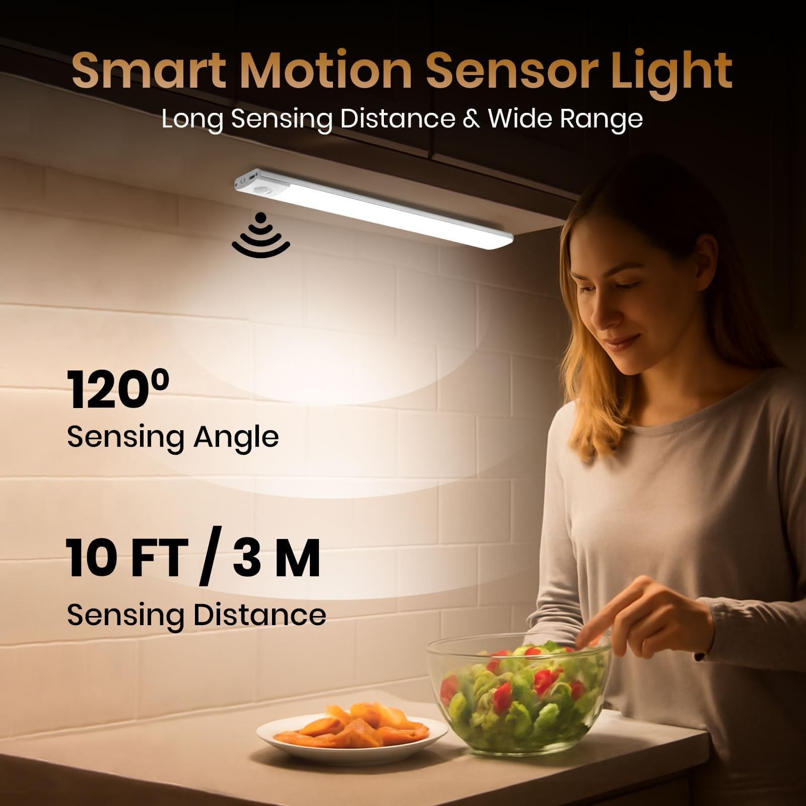 12 Inch Under Cabinet Lighting, 2 Pack 60 LED Motion Sensor Lights, 145LM USB...