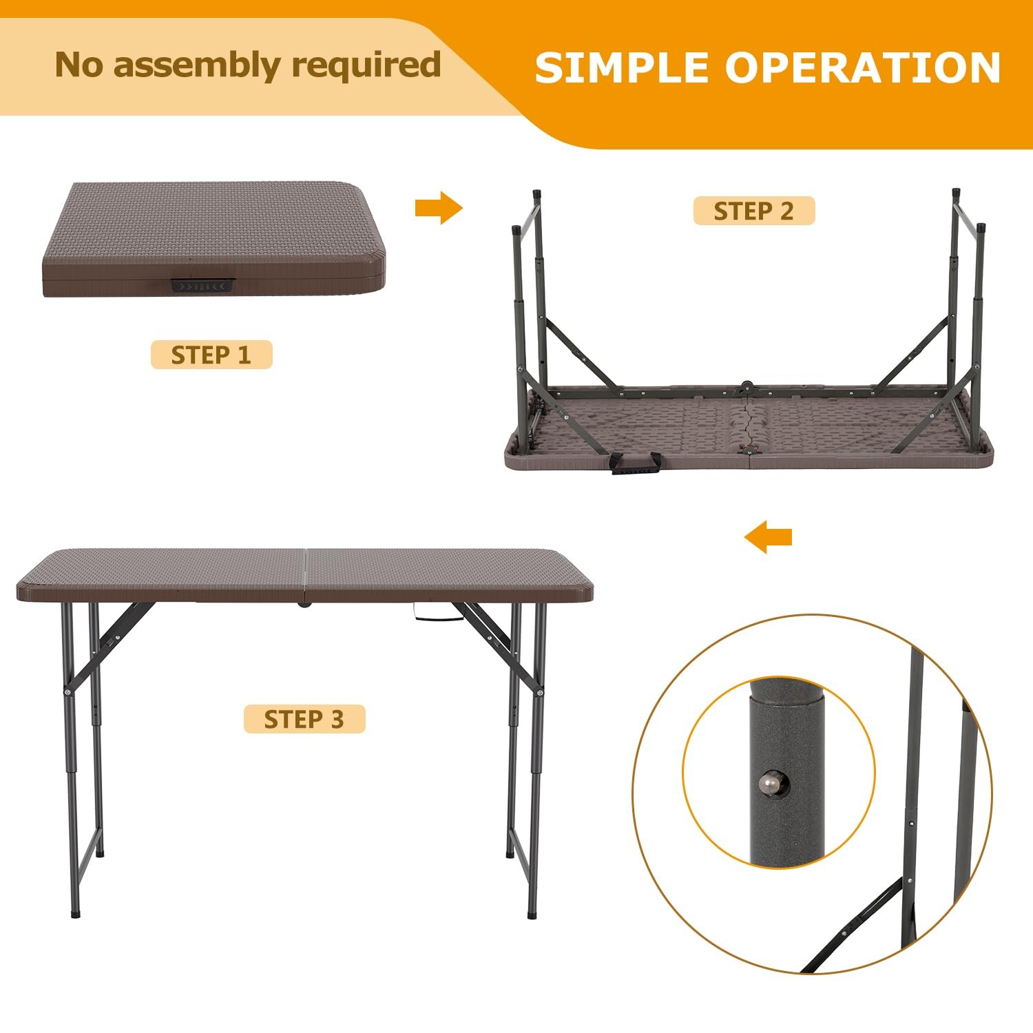 4FT Folding Table Half Portable Foldable Table Picnic Table for Office Home C...
