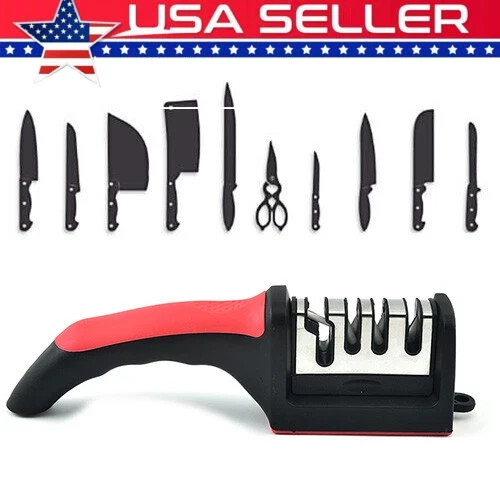 Knife Sharpener Professional Ceramic Tungsten Kitchen Sharpening System 4 Stage