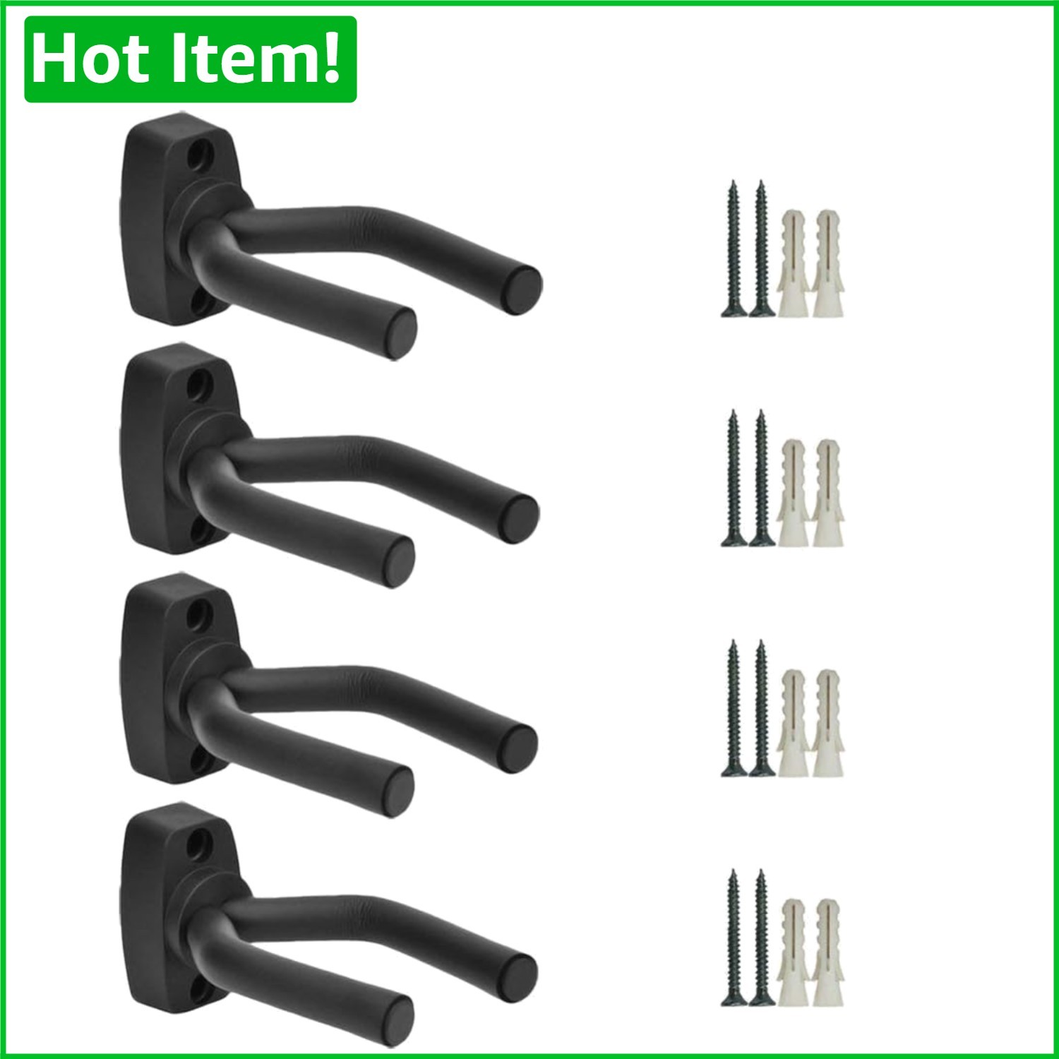Guitar Hanger Wall Mount 4 Pack - Protect Your Instruments in Style