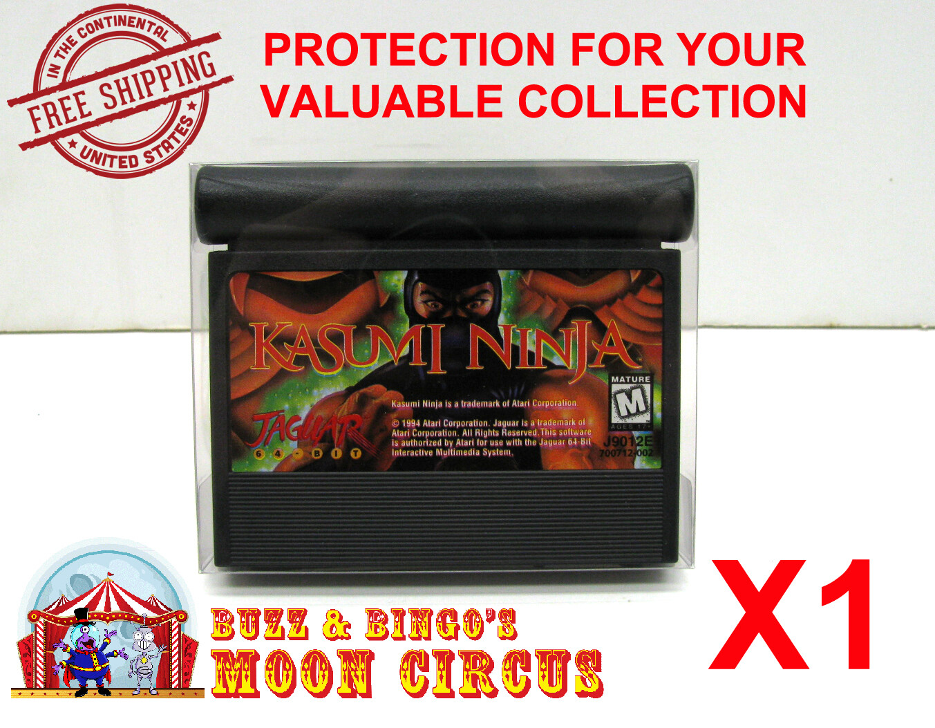 1x CLEAR PLASTIC PROTECTIVE BOX/SLEEVE FOR JAGUAR GAME CARTRIDGES (SIZE B)