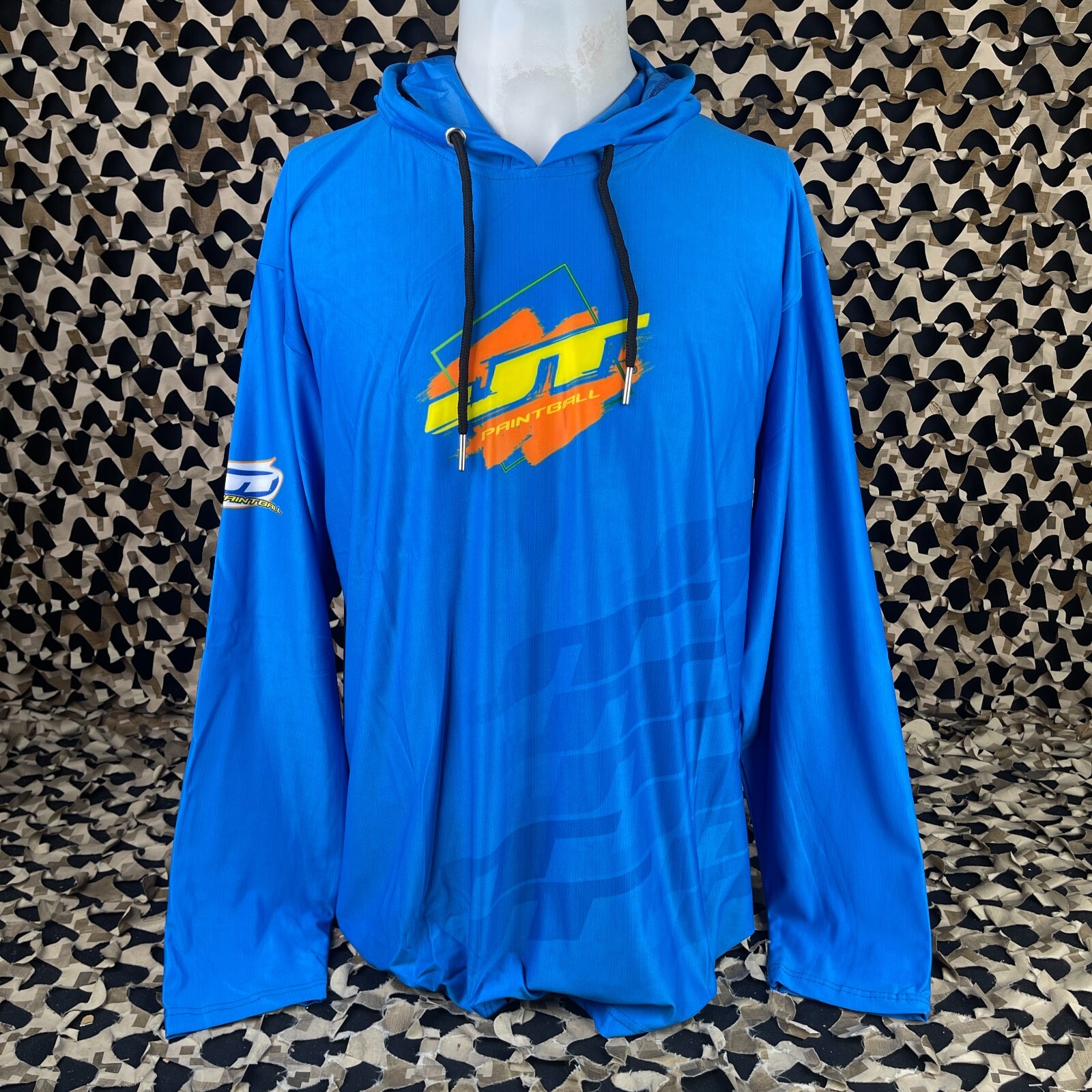 NEW JT Air Shoodie Long Sleeve Shirt w/ Hoodie - Blue/Orange - Medium