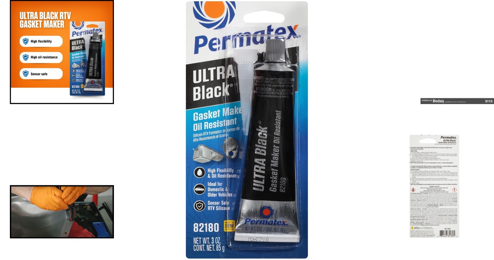 Fast-Curing Ultra Black Gasket Maker - Oil Resistant & Waterproof 3 fl oz