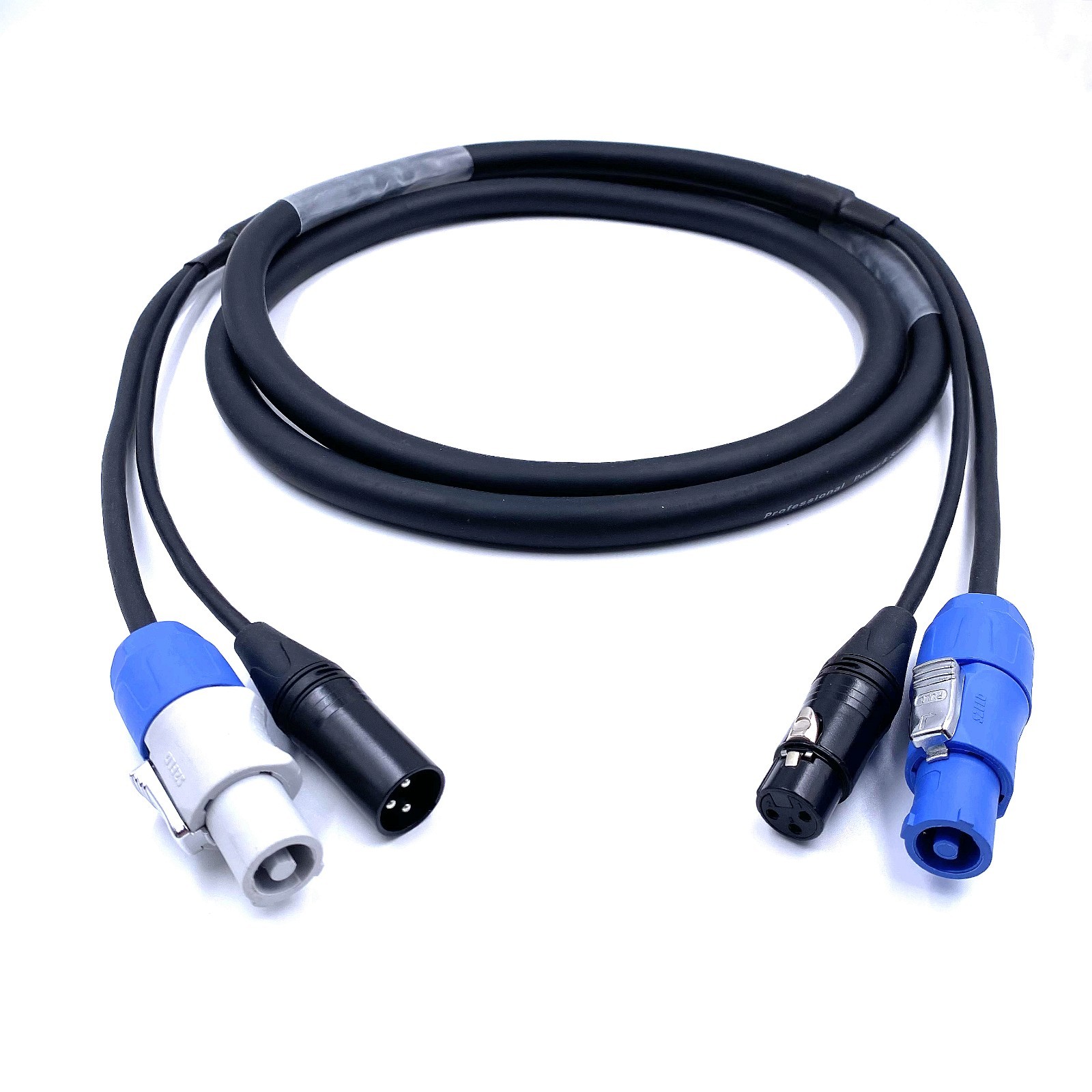 5Meter 15FT Powercon Blue Grey Plug 3Pin XLR Dmx Hybrid Cable for Stage Light