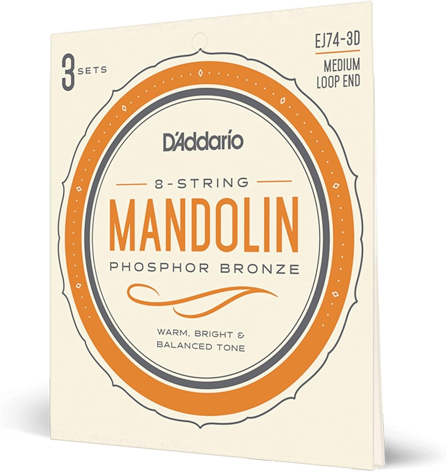 EJ74-3D by D'Addario - Durable Phosphor Bronze Mandolin Strings, 8-String Pack