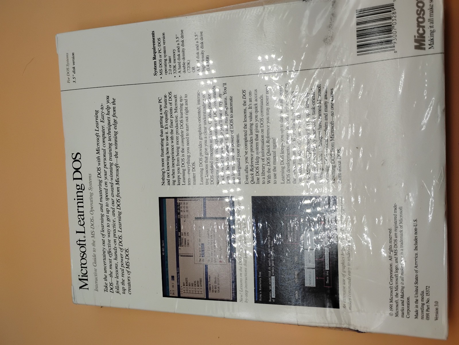 Microsoft Learning DOS 3.5" Disk Version Sealed Software NEW vintage 1991